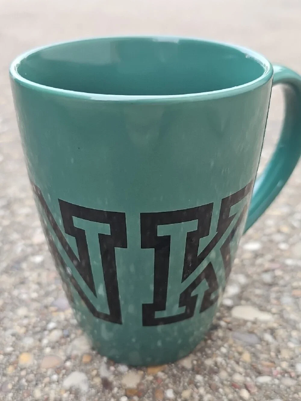 PINK Victoria's Secret Teal Ceramic Mug with Black Lettering 16.9 fl.oz
